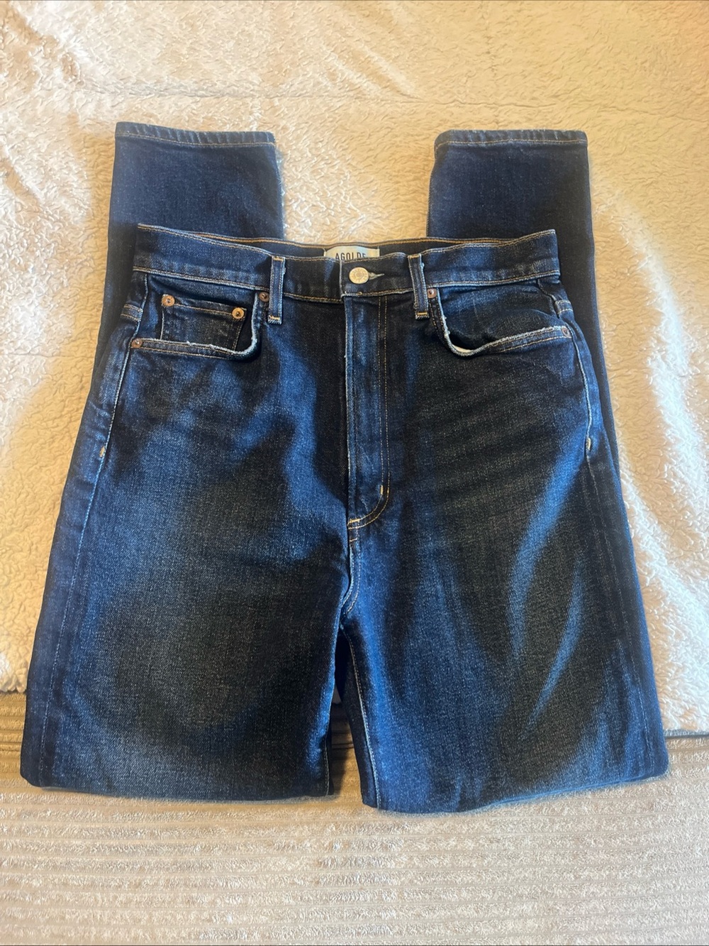 AGOLDE Pinch Waist Skinny Jeans Womens 28 Blue High Rise Dark Denim Stretch